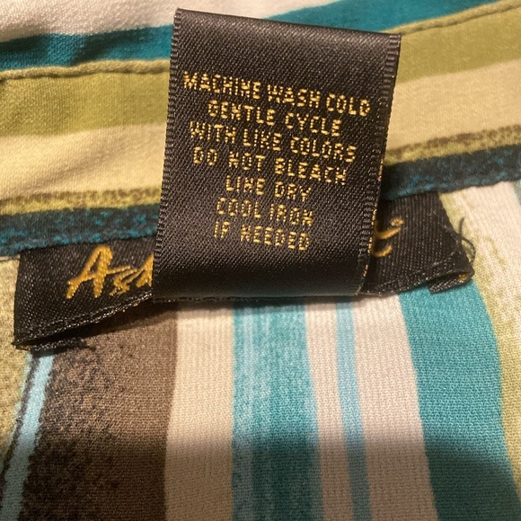 🌺 Ashley Stewart stripped wrap multicolor tie, front blouse, shirt, top size 18 - Picture 7 of 7